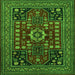 Round Machine Washable Persian Green Traditional Area Rugs, wshtr1595grn