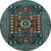 Round Machine Washable Persian Light Blue Traditional Rug, wshtr1595lblu