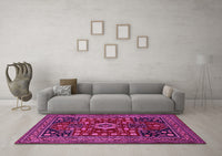 Machine Washable Persian Pink Traditional Rug, wshtr1595pnk