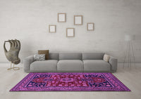 Machine Washable Persian Purple Traditional Rug, wshtr1595pur