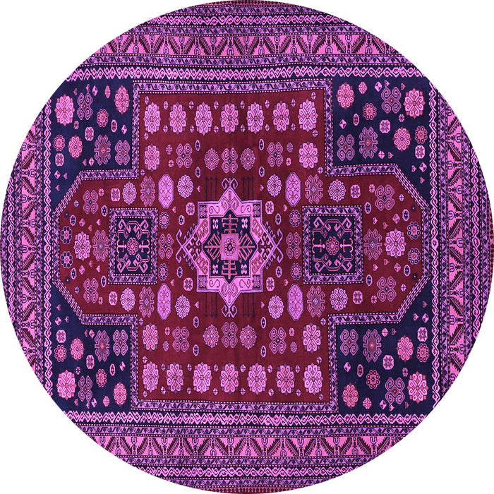 Round Persian Purple Traditional Rug, tr1595pur