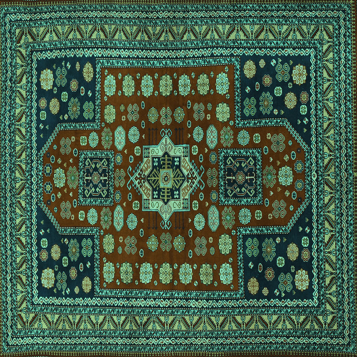 Square Persian Turquoise Traditional Rug, tr1595turq