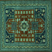 Square Persian Turquoise Traditional Rug, tr1595turq