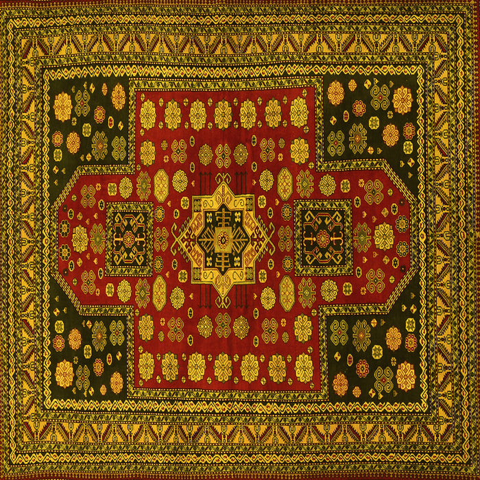Square Machine Washable Persian Yellow Traditional Rug, wshtr1595yw