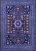 Machine Washable Persian Blue Traditional Rug, wshtr1595blu