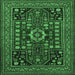 Square Machine Washable Persian Emerald Green Traditional Area Rugs, wshtr1595emgrn