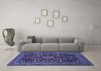 Machine Washable Persian Blue Traditional Rug, wshtr1595blu