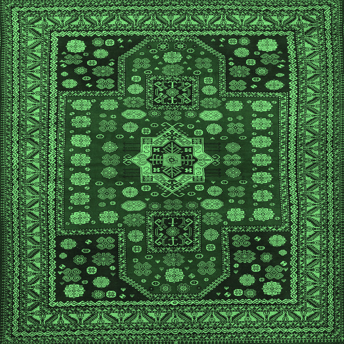 Square Persian Emerald Green Traditional Rug, tr1595emgrn