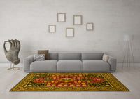 Machine Washable Persian Yellow Traditional Rug, wshtr1595yw