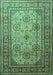 Machine Washable Persian Turquoise Traditional Area Rugs, wshtr1596turq