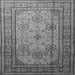 Round Machine Washable Persian Gray Traditional Rug, wshtr1596gry