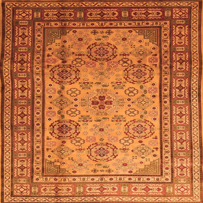 Round Machine Washable Persian Orange Traditional Area Rugs, wshtr1596org