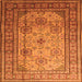 Round Machine Washable Persian Orange Traditional Area Rugs, wshtr1596org