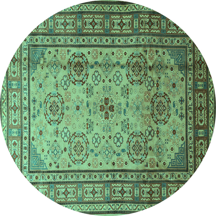Round Persian Turquoise Traditional Rug, tr1596turq