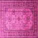 Square Machine Washable Persian Pink Traditional Rug, wshtr1596pnk