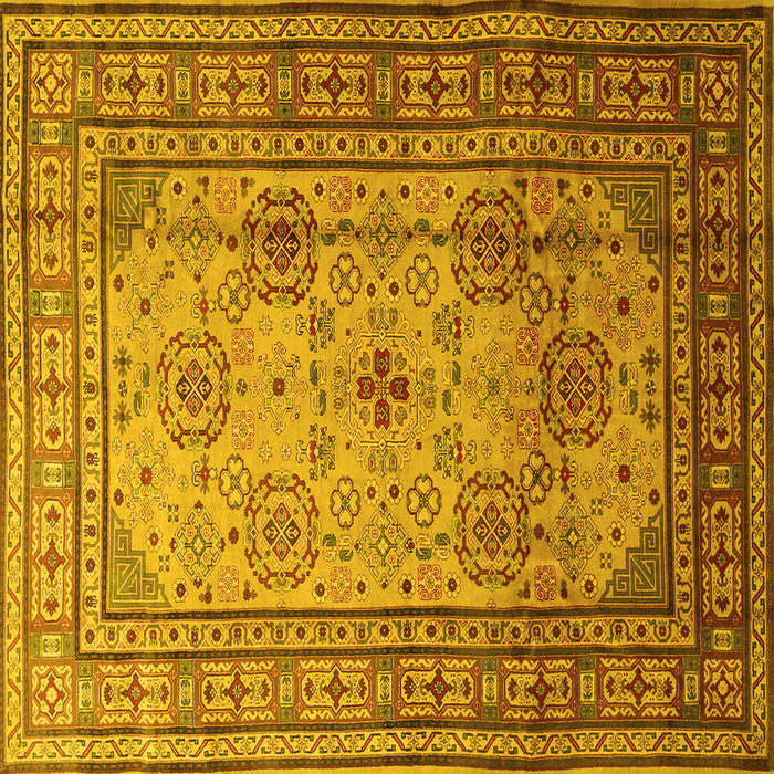 Square Machine Washable Persian Yellow Traditional Rug, wshtr1596yw