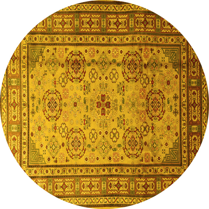 Round Persian Yellow Traditional Rug, tr1596yw