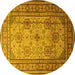 Round Persian Yellow Traditional Rug, tr1596yw
