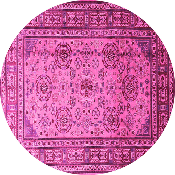 Round Persian Pink Traditional Rug, tr1596pnk