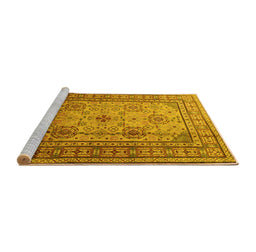Sideview of Machine Washable Persian Yellow Traditional Rug, wshtr1596yw