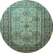 Round Machine Washable Persian Light Blue Traditional Rug, wshtr1596lblu