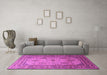 Machine Washable Persian Purple Traditional Area Rugs in a Living Room, wshtr1596pur