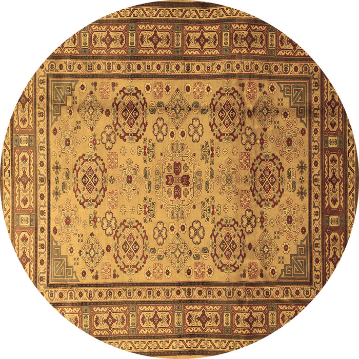 Round Persian Brown Traditional Rug, tr1596brn