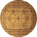 Round Persian Brown Traditional Rug, tr1596brn