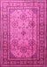 Machine Washable Persian Pink Traditional Rug, wshtr1596pnk