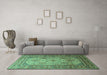 Machine Washable Persian Turquoise Traditional Area Rugs in a Living Room,, wshtr1596turq