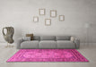 Machine Washable Persian Pink Traditional Rug in a Living Room, wshtr1596pnk