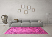 Machine Washable Persian Pink Traditional Rug, wshtr1596pnk