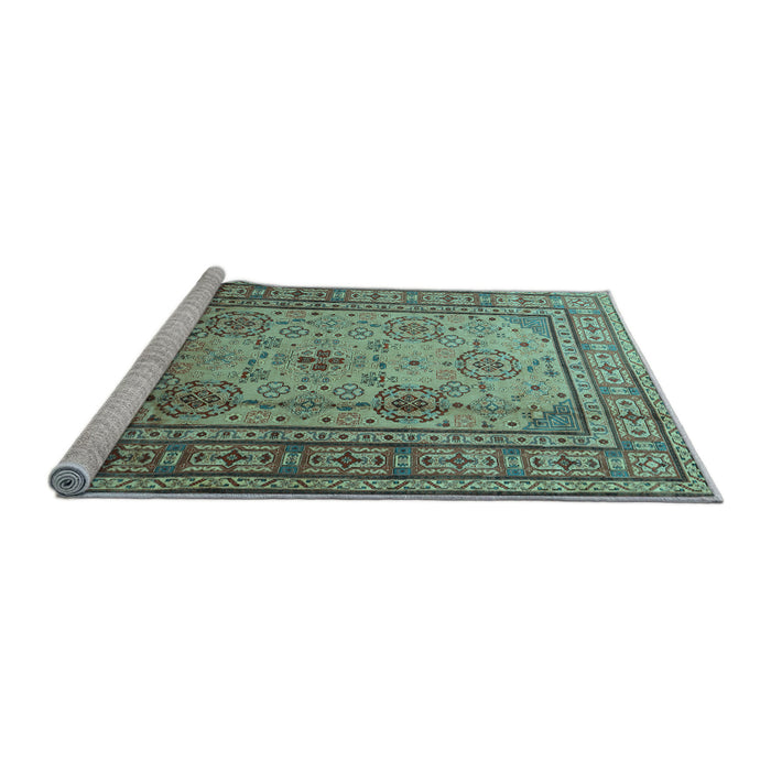 Sideview of Machine Washable Persian Light Blue Traditional Rug, wshtr1596lblu