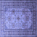 Square Machine Washable Persian Blue Traditional Rug, wshtr1596blu