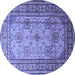 Round Machine Washable Persian Blue Traditional Rug, wshtr1596blu