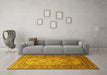 Machine Washable Persian Yellow Traditional Rug in a Living Room, wshtr1596yw