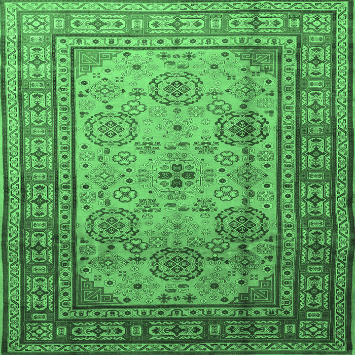 Square Machine Washable Persian Emerald Green Traditional Area Rugs, wshtr1596emgrn