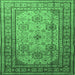 Square Machine Washable Persian Emerald Green Traditional Area Rugs, wshtr1596emgrn