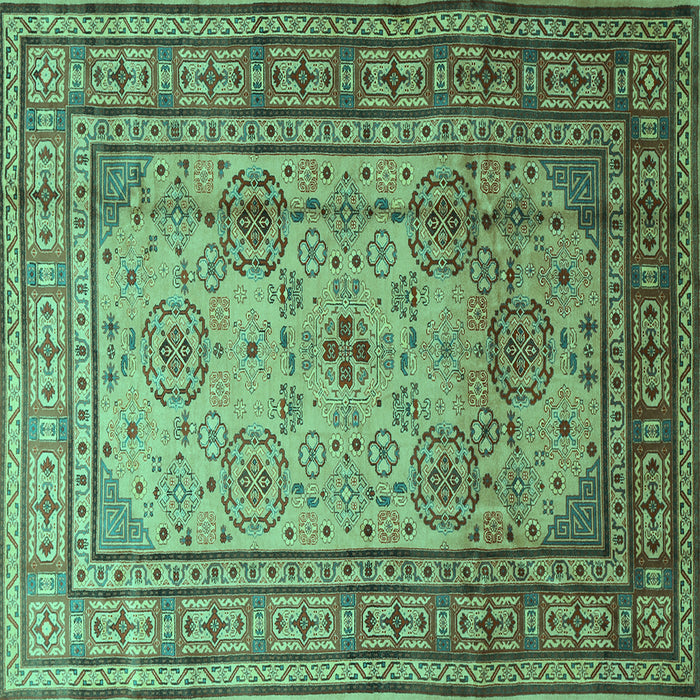 Square Machine Washable Persian Turquoise Traditional Area Rugs, wshtr1596turq