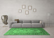 Machine Washable Persian Emerald Green Traditional Area Rugs in a Living Room,, wshtr1596emgrn