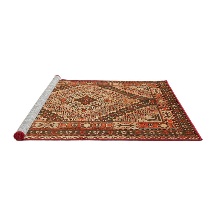 Sideview of Machine Washable Traditional Tomato Red Rug, wshtr1597