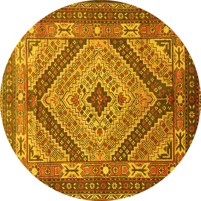 Round Persian Yellow Traditional Rug, tr1597yw