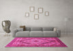 Machine Washable Persian Pink Traditional Rug in a Living Room, wshtr1597pnk