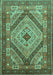 Machine Washable Persian Turquoise Traditional Area Rugs, wshtr1597turq