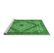 Sideview of Machine Washable Persian Emerald Green Traditional Area Rugs, wshtr1597emgrn