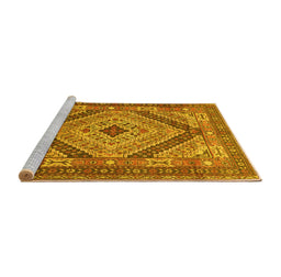 Sideview of Machine Washable Persian Yellow Traditional Rug, wshtr1597yw