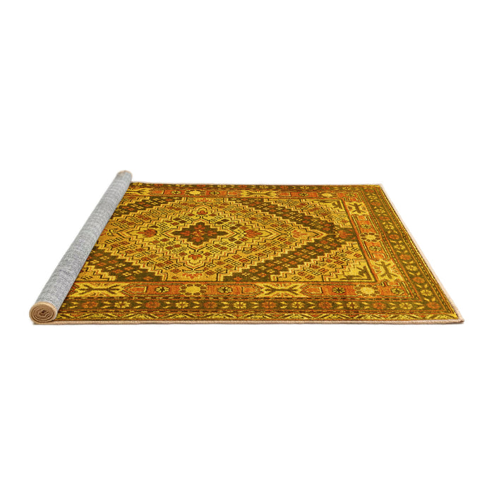 Sideview of Machine Washable Persian Yellow Traditional Rug, wshtr1597yw