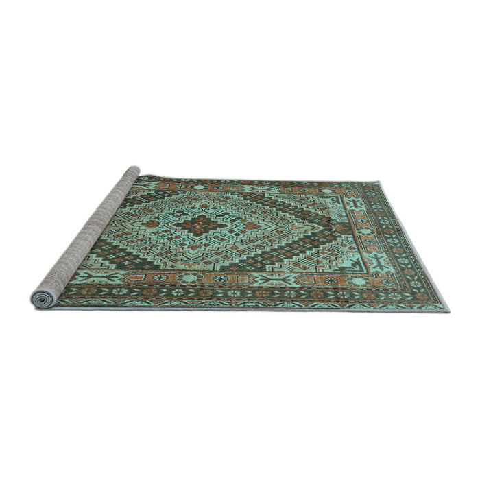 Sideview of Machine Washable Persian Light Blue Traditional Rug, wshtr1597lblu