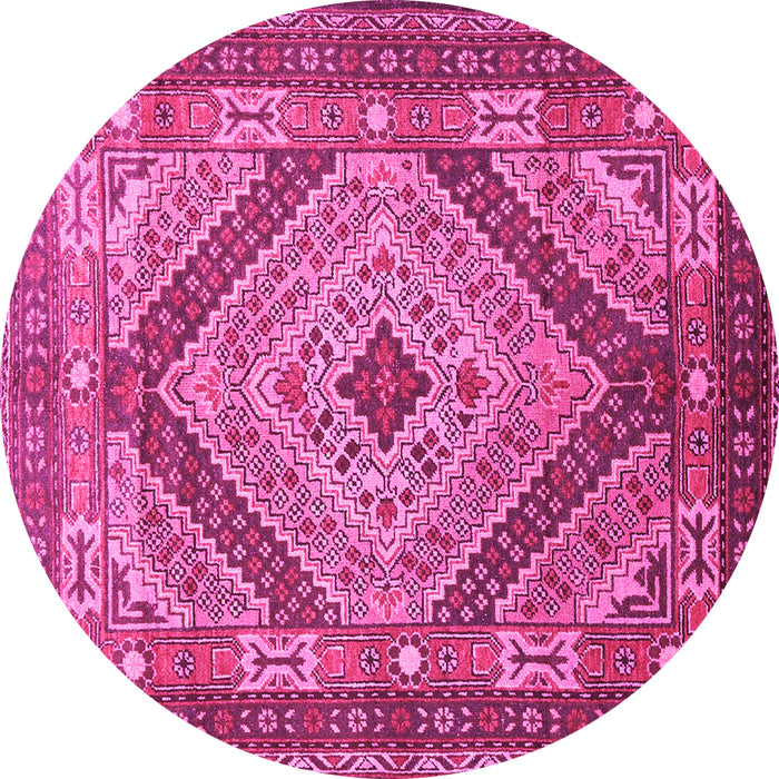 Round Persian Pink Traditional Rug, tr1597pnk