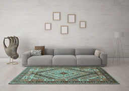 Machine Washable Persian Light Blue Traditional Rug in a Living Room, wshtr1597lblu